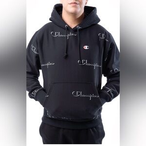 Champion Men's Black Logo Hoodie NWT